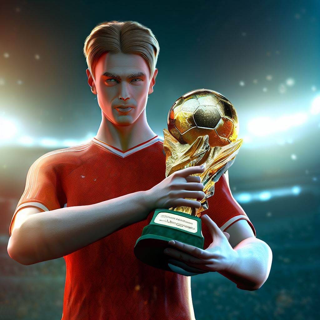 World Cup simulator player with trophy
